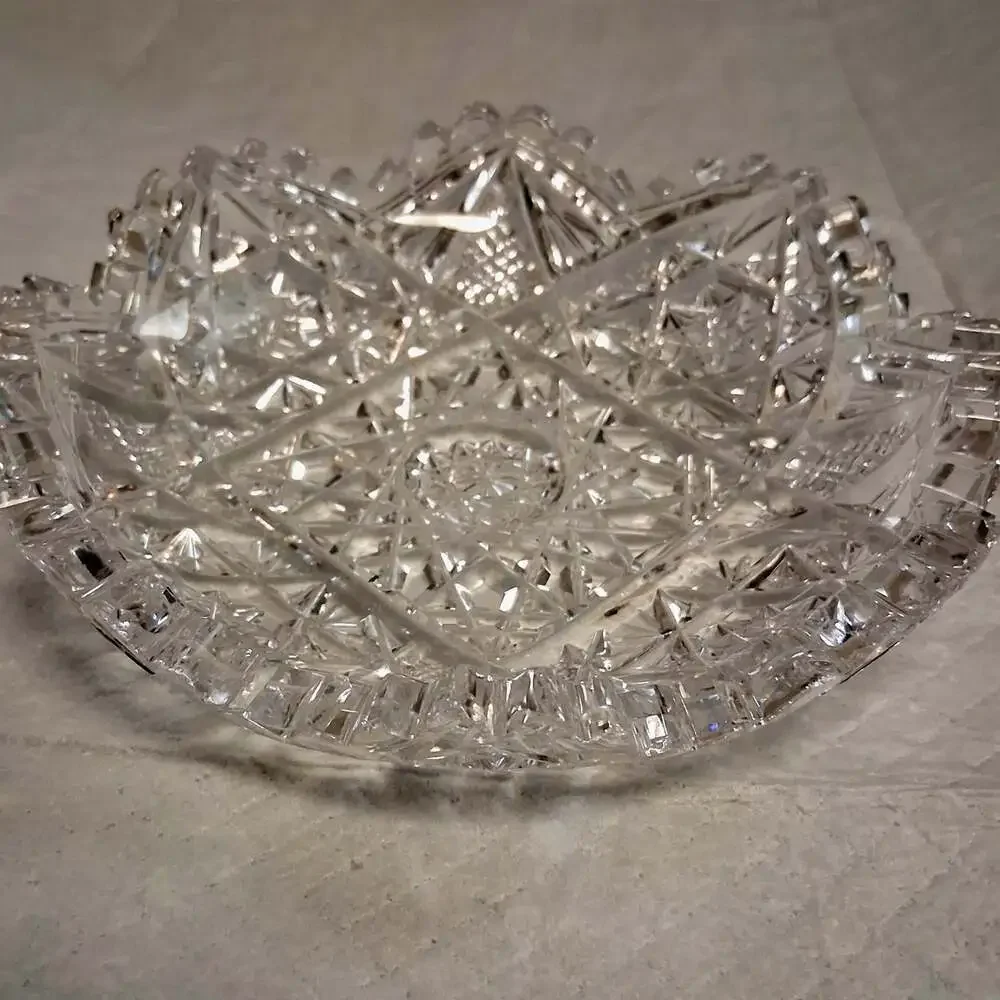 Vintage American Brilliant Period Cut Crystal Star of David Nappy Candy Nut Dish